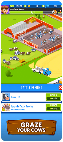 A screenshot of a gameplay showing a farm.